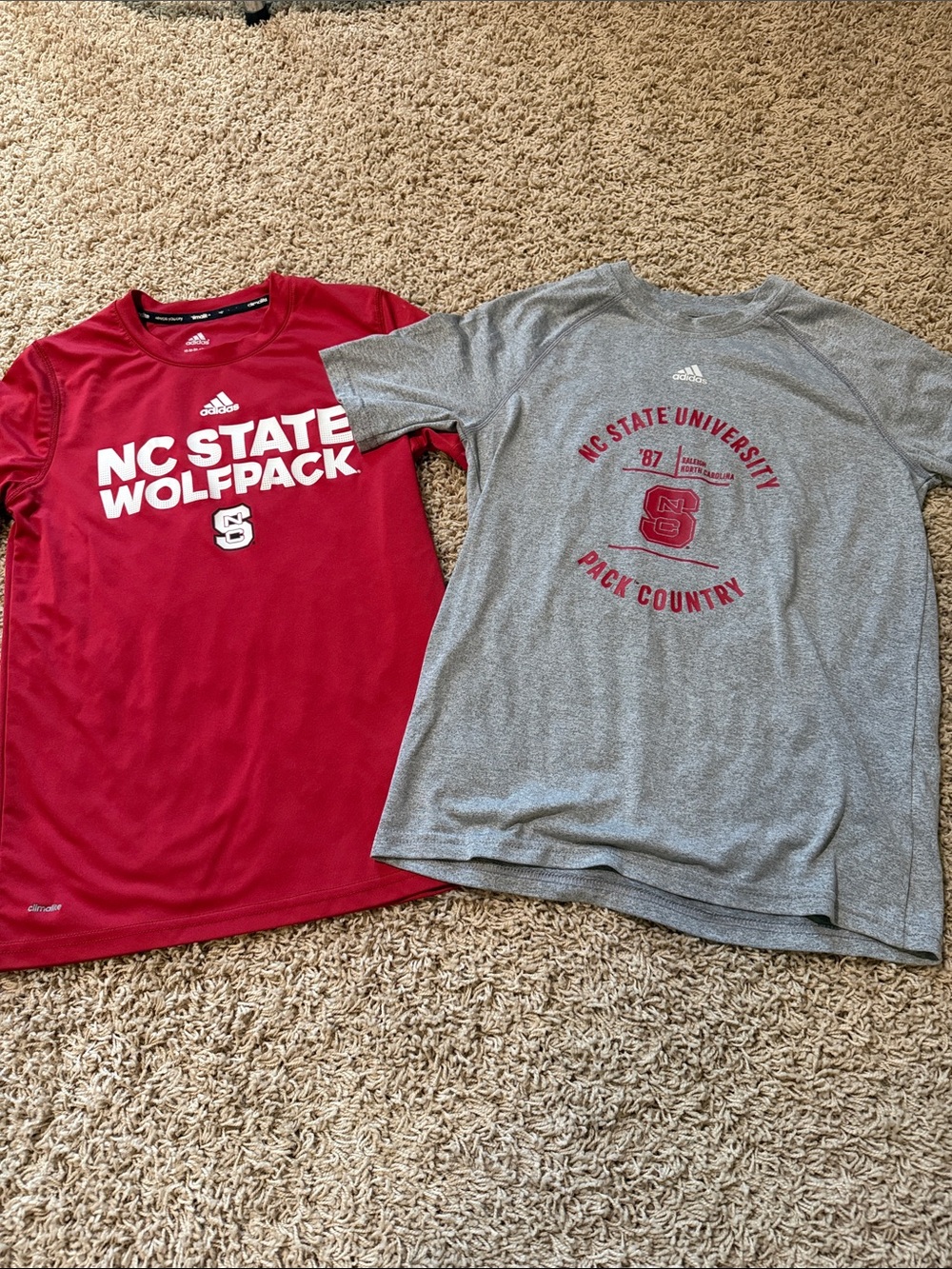 adidas NC State Wolfpack Athletic Tee - Red & Gray - 2 tshirts